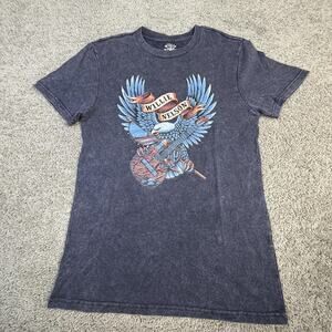 Willie Nelson Shirt Mens Small Gray Eagle Guitar Country Music Short Sleeve
